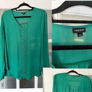Torrid Teal Button-Front Blouse